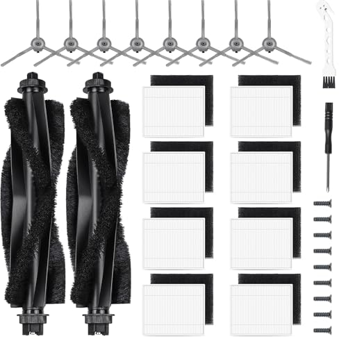 20-teiliges Zubehör-Set für Eufy L60 / L50 Saugroboter, Ersatzteile enthalten 2 Rollenbürsten, 8 HEPA-Filter, 8 Seitenbürsten, 4 Schrauben, 1 Reinigungswerkzeug und 1 Schraubendreher