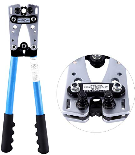 Klauke Presszange 6-50qmm Haupa 16 Crimpzange aus Kohlenstoffstahl, Kabelbaum-Crimper, Sechskantwerkzeug für Batteriekabelschuhe, Gummigriff, Professioneller Einsatz, Hochwertige