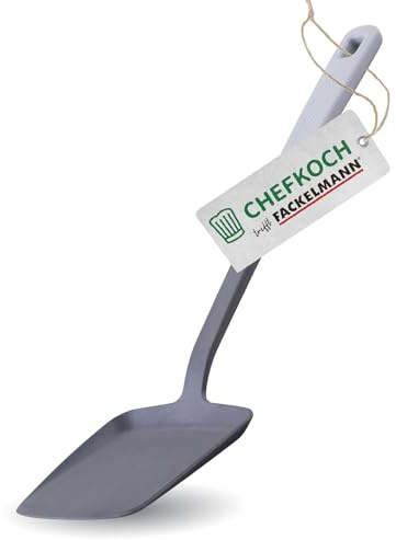 CHEFKOCH trifft Fackelmann Pfannenwender Köln – Hochwertige, hitzebeständige und nachhaltige Küchenhilfe, Made in Germany, ideal für beschichtetes Kochgeschirr, 33cm dunkelgrau/hellgrau
