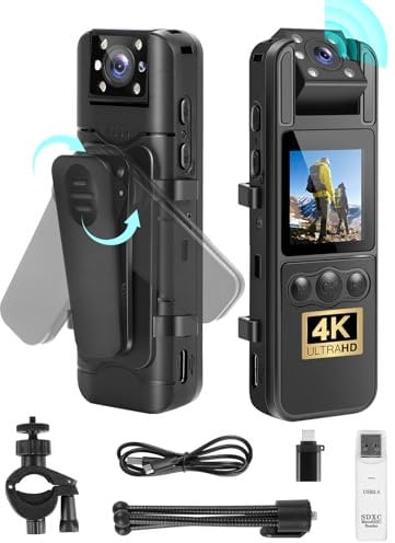 SPIKECAM Z9 Pro WiFi Body Cameras with Audio and Video, New 360° Rotating Clip Body Cam with 2K/4K Recording, Night Vision, SOS, Personal Bodycam Camera for Security, Police, Cycling, Dog Walking
