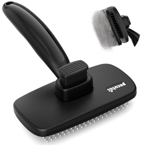 Pecute Grande Brosse Chat, Brosse Chien Poil Long Court, Enlèvement des Poils en Un Clic, Brosse pour Chien Élimine Jusqu'à 95% des Poils Morts Et des Peluches, pour Le Toilettage, Noir