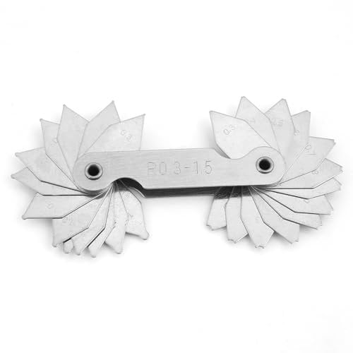 4 Stück Edelstahl-Radius-Filetlehre R1–6,5, Konkaves Messwerkzeug für Arbeiter, mit Zwei Arten von Blättern