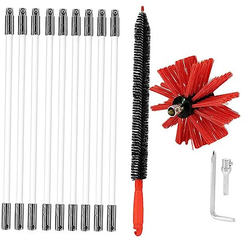 WHAMVOX Kesselbürsten für Heizung Kaminbürste aus Nylon Flexibles Schornstein Reinigungsset mit 9 Stangen für Kamin und Trockneröffnung