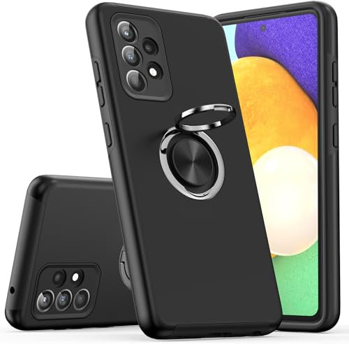 KRAFTCARE Hülle für Samsung Galaxy A52S 5G/A52 4G/5G, Handyhülle mit Eingebetteter 360° Grad Ring, Magnetische Schutzhülle TPU Stoßfest Cover Case für Samsung A52 - Schwarz