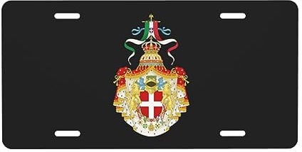 Wappen des Königreichs Italien (1890) Nummernschild für die Vorderseite des Autos, Nummernschilder, 6 x 12 Zoll, Metall-Autoschilder, Vanity-Neuheit, Auto-Dekor-Anhänger