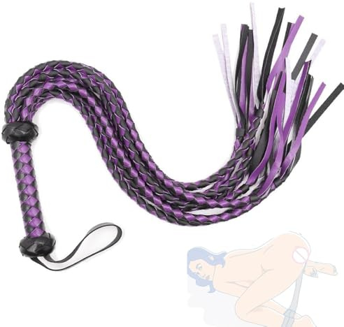 Frusta con pompon viola, frusta da allenamento viola sexy, frusta per prestazioni equestre
