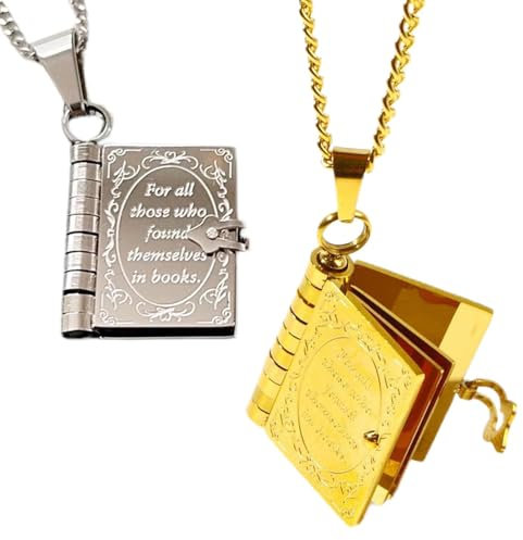 Buch Kette Damen, Buch Kettenanhänger, Edelstahl Buch Kettenanhänger, Geschenke Für Leseratten, Buch Halskette Damen, Offene Buch-Halskette, Liebhaber-Anhänger Für Lehrer, Bücherwürmer, Buchliebhaber