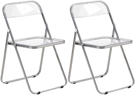 LuxNook 2er Klappstuh PET Transparent Metall Stuhl Klappsessel 150 kg belastbar für Esszimmer, Wohnzimmer, Garten