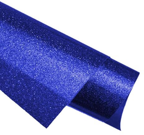 Glitter Heat Transfer Vinyl, 12 x 5ft Glitter HTV Vinyl Roll, Glitter Iron on Vinyl for Cameo and Heat Press (Glitter Blue, 12 x5ft)