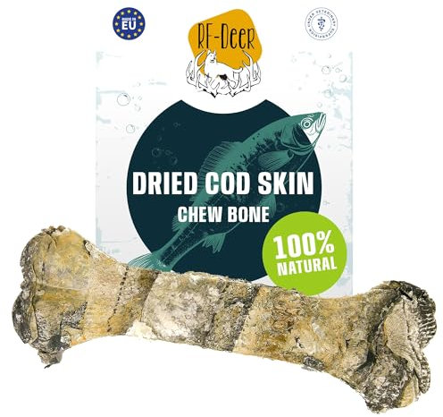 RF-Deer Kauspielzeug für Hunde Fisch Kabeljauhaut für Hund L - 10 Stück - Kauknochen zur Natürliche Zahnpflege, Hundeleckerli Natürlich, Leckerlis, Welpenspielzeug, Hunde Kauartikel