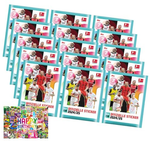 Bundle mit Topps Bundesliga Sticker 2025 - Fußball Sammelsticker - 15 Tüten + Exklusive Geburtstagskarte