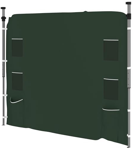 Outsunny Gazebo Side Panel, Canopy Sidewall Panel with 4 Mesh Bags and 2 Storage Pockets for 3 x 3 m Straight Leg Pop Up Gazebos, 1 Pack Sidewall Only, Green
