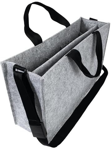 SIGEL BA409 Desk Sharing Bag Classic, Organizer für mobiles Arbeiten, absolut sicherer Stand: für Laptop bis 17,3 Zoll und Unterlagen, Synthetischer Filz, hellgrau, Large 50 x 15 x 28 cm