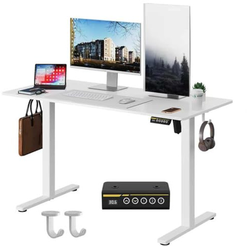 Gamork Elektrisch höhenverstellbarer Schreibtisch 120x60cm, Weiß