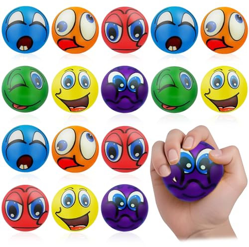 16 Stück Antistressbäll, Lächeln Gesicht Bälle, Emotions Bälle, Anti Stress Bälle Gesicht, Anti Stress Spielzeug Bälle, Stressball, Stress Klein für Kinder und Erwachsene