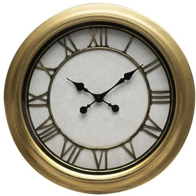 VoltShine Retro-Industrie-Wanduhr in Gold, 60 cm, mit römischen Ziffern und großen Zeigern, ideal für Vintage-Dekoration und Zeitanzeige.
