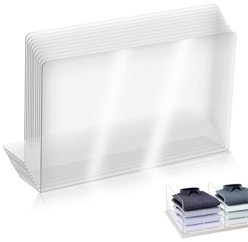 LZYDKH 10 PCS Acrylic Shelf Dividers, Clear Handbag Storage Adjustable Premium Handbag Storage Organiser Extendable for Kitchen Cabinets Bookcases Office Shelves (25 * 4 * 12cm)