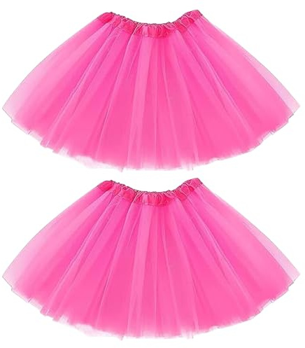 EDLMKM 2PCS Tutu Skirts for Women, Adult Tutu Skirts, Pink Tutu, 3 Layered, 80s Fancy Dress for Women, Ballet Skirts for Party Fancy Dress Outfit Costume for Womens and Teens