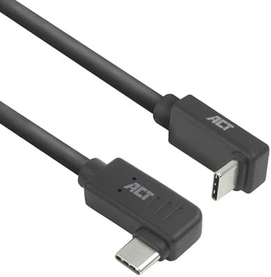 ACT USB C Winkel Kabel 0,5m, PD 60W, links/rechts nach oben/unten - AC7480 | Netzwerkkabel 3,6mm, LSZH, für Datenzentren