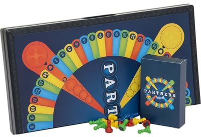 Partners Brettspiel Reise Edition für Unterwegs - Kompaktes Kooperatives Gesellschaftsspiel für 4 Spieler | Leicht zu Lernen | Faltbares Brett & Magnetische Figuren | Strategiespiel für Ganze Familie