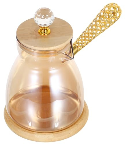 SOIMISS Cafetière Turque Verre Cezve avec Longue Poignée Isolation Thermique pour Café Grec et Arabe Réservoir à Thé Transparent pour Usage Manuel et Réunions Familiales