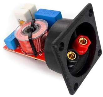 WEB world electronic business Morsettiera per Altoparlanti con Filtro Crossover 2 Vie Integrato - 80W - 4-8 Ohm - Pannello di Connessione per Casse Hi-Fi e DIY - 55x55mm