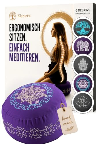 Meditationskissen | Yoga Kissen | Yogakissen | Lotusblüte Lila 17,5cm hoch | Meditations Sitzkissen | Meditation Kissen Hoch | Rundes Meditationskissen | Lotusblüte Lila