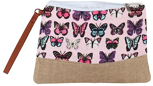 Kosmetiktasche Federmäppchen Kulturbeutel mit Reißverschluss Anker Maritim Handtasche Alsino, Variante wählen:KT-209 beige Schmetterling