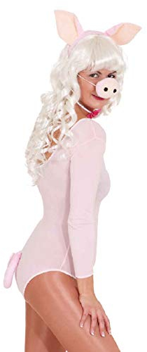 narrenkiste O43827 rosa Schwein 4 teiliges Schweine Set Haarreif Schleife Nase Schwanz Schweineset