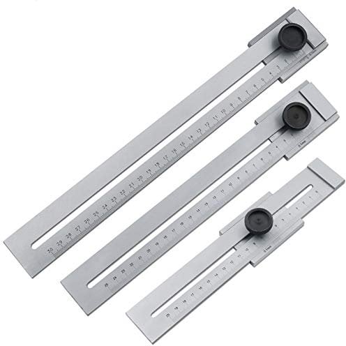 BE-TOOL Misuratore di marcatura in acciaio inox da 0 a 250 mm, strumenti di misura per la lavorazione del legno, calibro di marcatura del metallo, grigio chiaro (1 pezzo)
