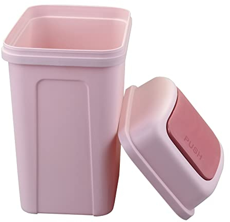 Eudokky Papelera de Plástico con Tapa, Papelera Pequeña, Cubo de Basura (Rosa)