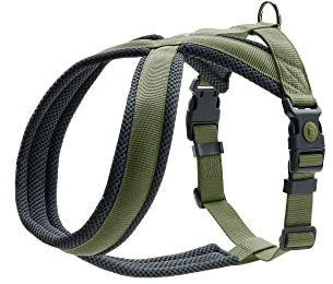HUNTER Hundegeschirr LONDON COMFORT, atmungsaktives 3D-Mesh, 2-fach verstellbar, Sicherheitsverschluss, reißfest, leicht & pflegeleicht, Farbe: Olivgrün, Größe: L/1