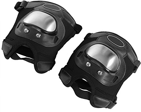 Aramox Motocross Knie Schienbeinstütze, 2 Stück Motorrad Knieschoner Edelstahl Motorrad Motocross ATV Erwachsene Knieschützer Shin Guard Schutzpanzer Set