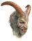 Krampus Dämon Deluxe Latex Überkopf Maske mit Hörnern und Haaren Weihnachten Horror