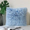 RAILONCH Zierkissenbezüge 45 x 45 cm Weicher Schaffell Deko Kissen Kunstfell Langhaar Plüschkissen Zierkissen Kissenbezug für Sofa (Hellblau)