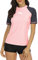 Halcurt Damen Kurzarm-Badehemden SPF 50 Rash Guard Badeanzug Top Pink L