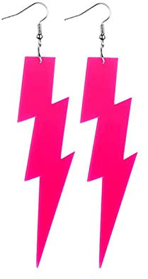 80s Retro Earrings Lightning Bolt Earrings 1980s Costume Retro Earring Acrylic Lightning Earring for Women Girls