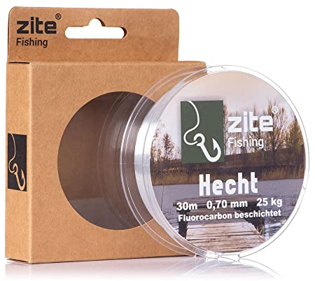 Zite Fishing Fluorocarbon Vorfach-Schnur Hecht-Angeln - Monofile Angelschnur Beschichtet 0,70mm - 30m Angelschnur zum Spinnfischen