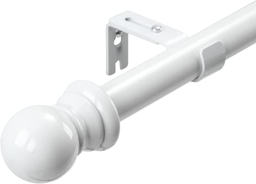 Bastone da Tenda, 76-228cm Aste per Tende per Finestra Singtola con Staffe in Acciaio Inossidabile, Bastone per Tende Regolabile Asta per Tenda Decorativa per Finestra della Cucina/Bianco