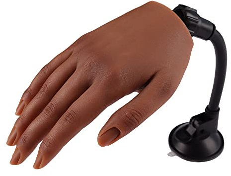 KnowU Übungshand für Nageldesign, Silikon Übungshand mit Ständer, Fake Hand, Praxis Hand für Acryl Nägel, Flexibel und langlebig Nagel Übungs Hand, Farbe 5# Links