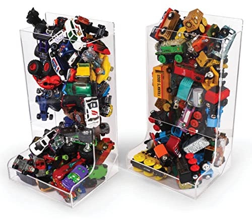 Acrylic Wall Organizer - Wall Toy Dispenser For Car, Train, Monster Trucks - Storage Bin (2 Pack)