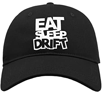 Maikomanija Eat Sleep Drift Auto Slide JDM Baumwolle Curved Visier Baseball Cap Dad Hat Unisex Sport Bequemes Top, Schwarz , One size