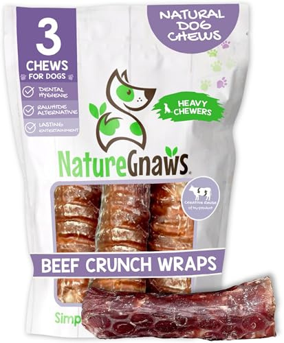 Nature Gnaws Beef Crunch Wrap Dog Chews, Trachea and Gullet 3 Count