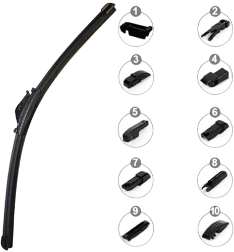 AUTOZOCO Escobilla limpiaparabrisas multi adaptador, Escobilla coche, limpiaparabrisas delantero, compatible con la mayoría de vehículos, Fácil instalación, Incluye 10 adaptadores, Longitud 55 cm