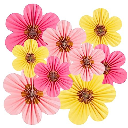 EASY JOY Paper Flowers Decorations for Wall Pink Hanging Paper Fans Decoration Spring Floral Backdrop Decor Pink Flower for Baby Shower Birthday Party Supplies