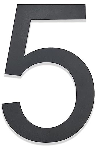 Hopelit Numero civico, numero civico, antracite RAL 7016, struttura fine verniciata a polvere, numero civico in acciaio inox, numeri civici altezza 20 cm, scritta Arial, numero 5