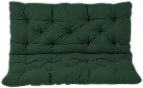 NENIUX Porch Swing Bench Cushions with Backrest, Replacement Cushions Outdoor Swing Seat Cushions 2/3 Seater Bench Pads Furniture Soft Mat with Ties for Patio Garden,120 * 100 * 8cm,Dark Green