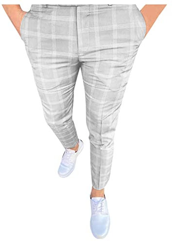 Pantalon Travail Homme avec Poche Carreaux Slim Tenue Nouvelle Tactique Chino Jogging Mode Chino Pantalon Treillis Homme Pas Cher Pantalon Automne Hiver Pantalon Lin Homme été Gris Clair S