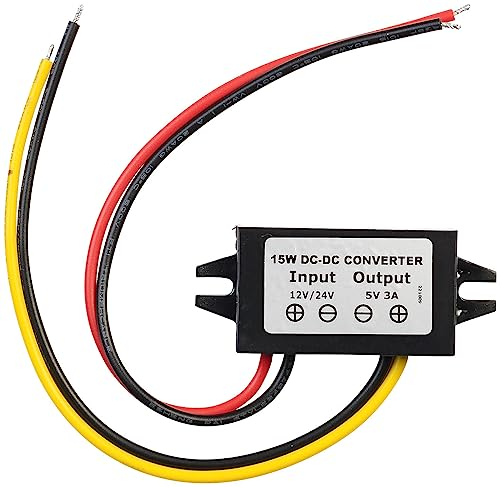 revolt DC-DC Converter: DC/DC-Spannungswandler für 12/24 V zu 5 V, 3 A, IP67, offene Enden (Abwärtsregler, Converter Step Down, Motorrad)