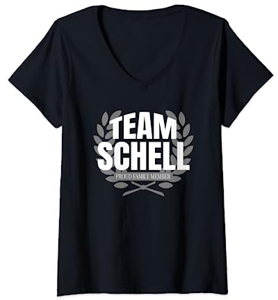 Damen Team Schell Stolzes Familienmitglied Schell T-Shirt mit V-Ausschnitt